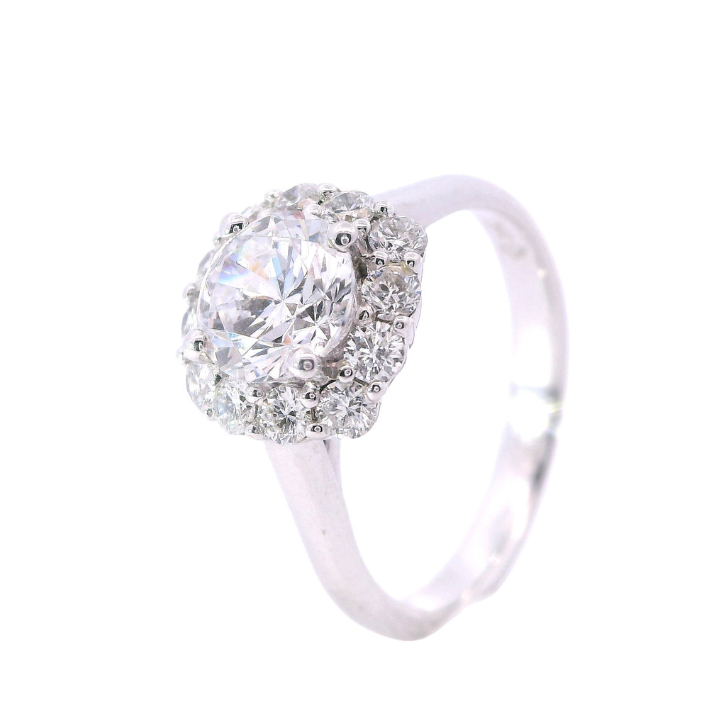 White Gold Round Diamond Halo Engagement Ring Mounting