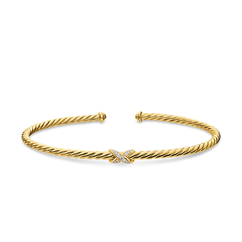 David Yurman Yellow Gold Micro Cablespira Flex Petite X Bracelet