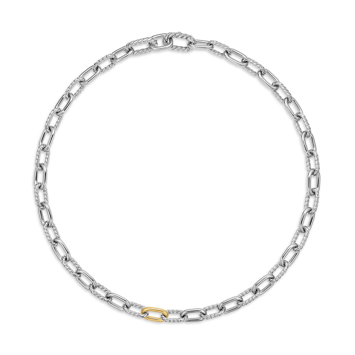 David Yurman Sterling Silver Madison Necklace Yellow Gold Link