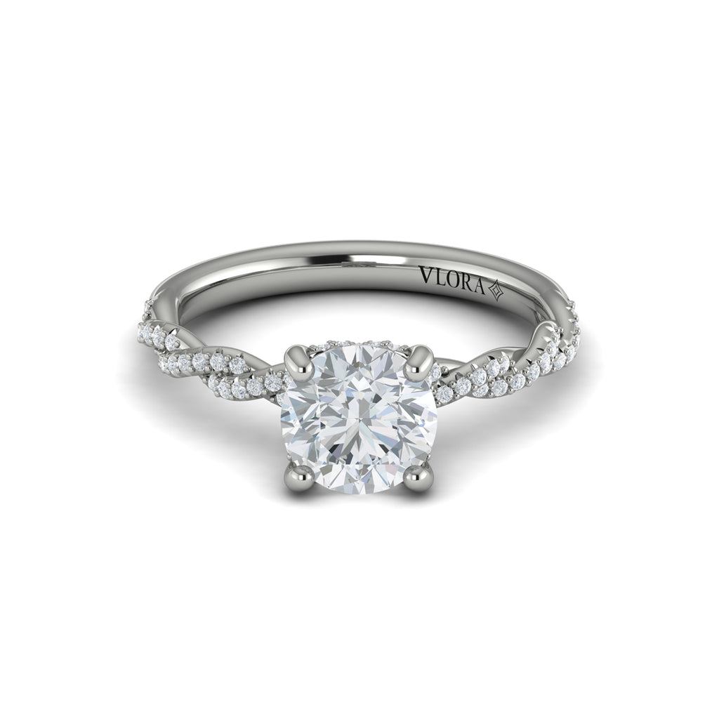 Vlora White Gold Diamond Twist Engagement Ring Mounting