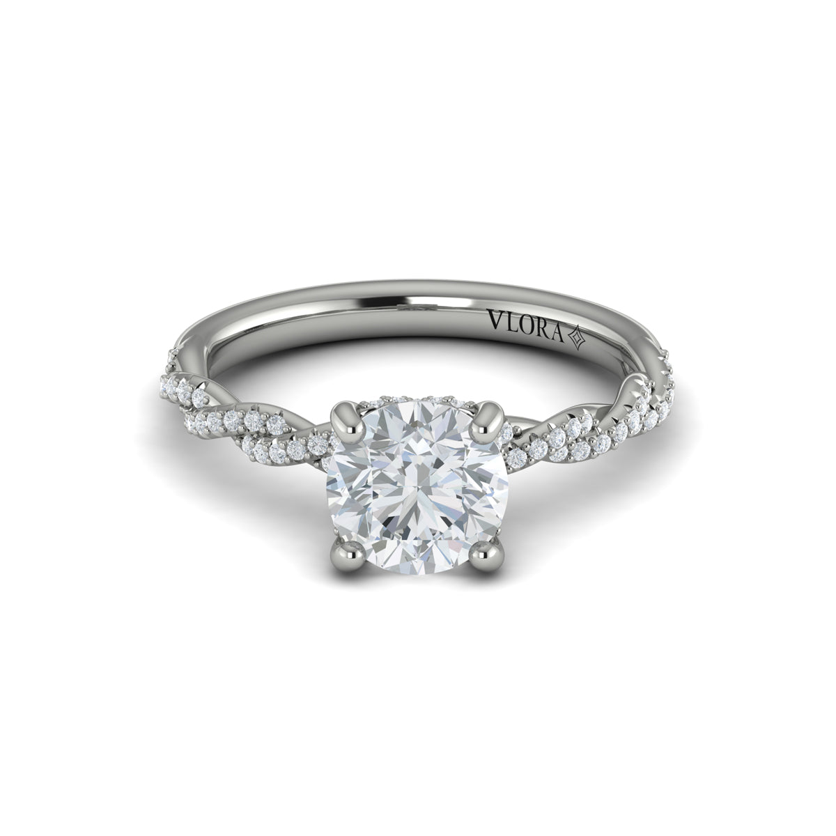 Vlora White Gold Diamond Twist Engagement Ring Mounting