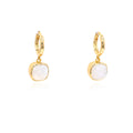 Yellow Gold Plated Cushion Moonstone Huggie Hoop Earrings