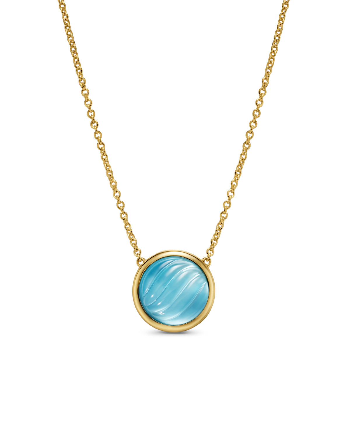 David Yurman Sculpted Cable Blue Topaz Pendant Necklace