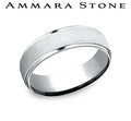 Ammara Stone White Gold Wire Brush Center Wedding Band