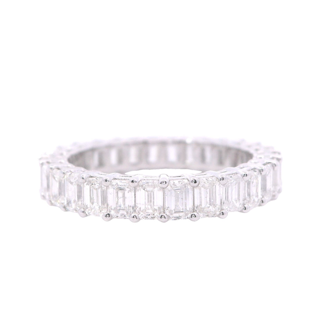 White Gold Emerald Diamond Eternity Band