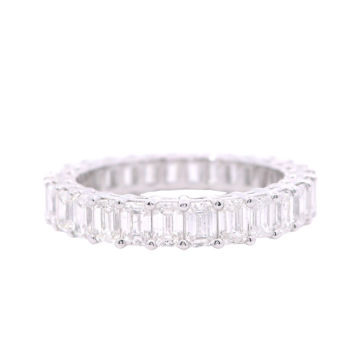 White Gold Emerald Diamond Eternity Band