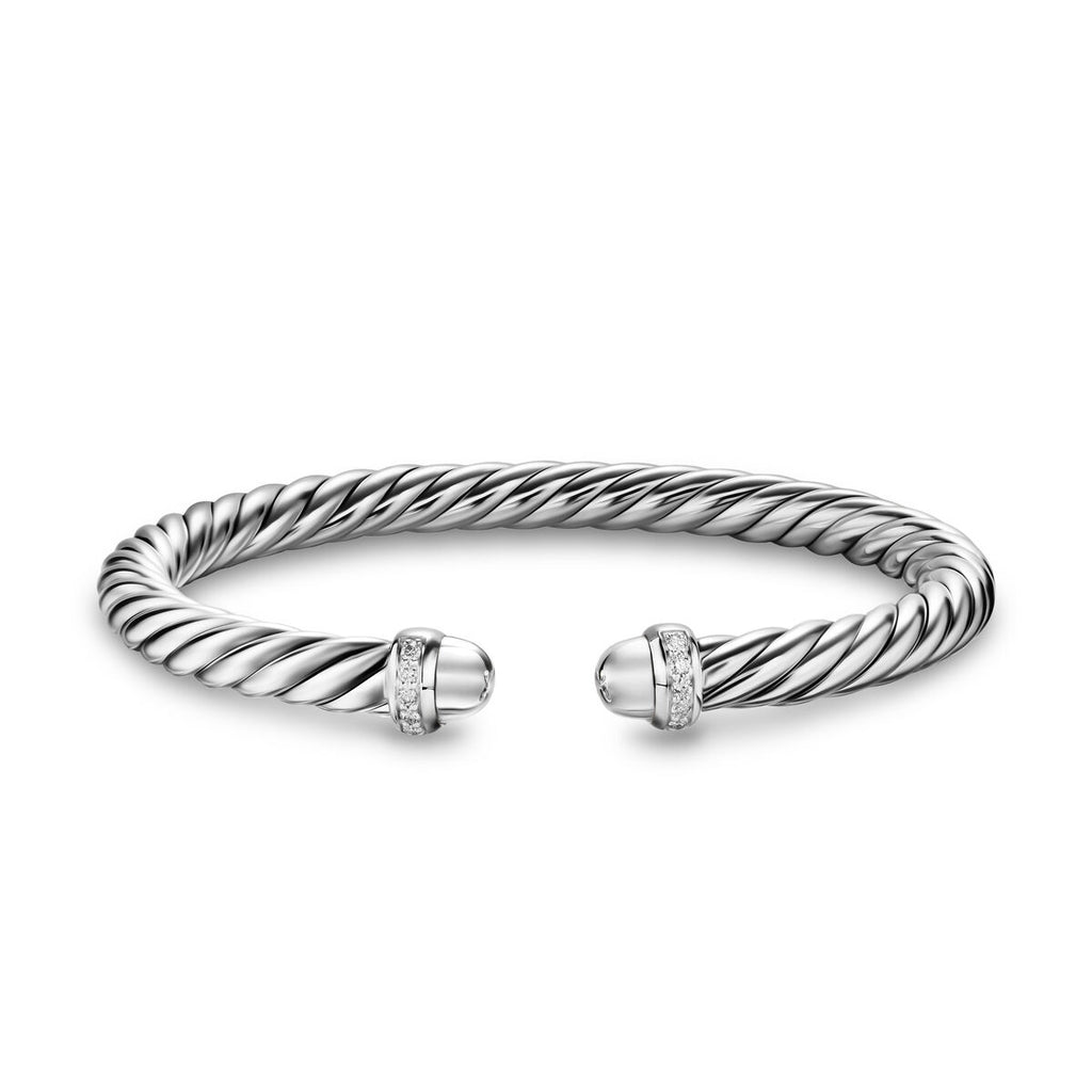 David Yurman Sterling Silver 6 mm Cable Flex Diamond Bracelet
