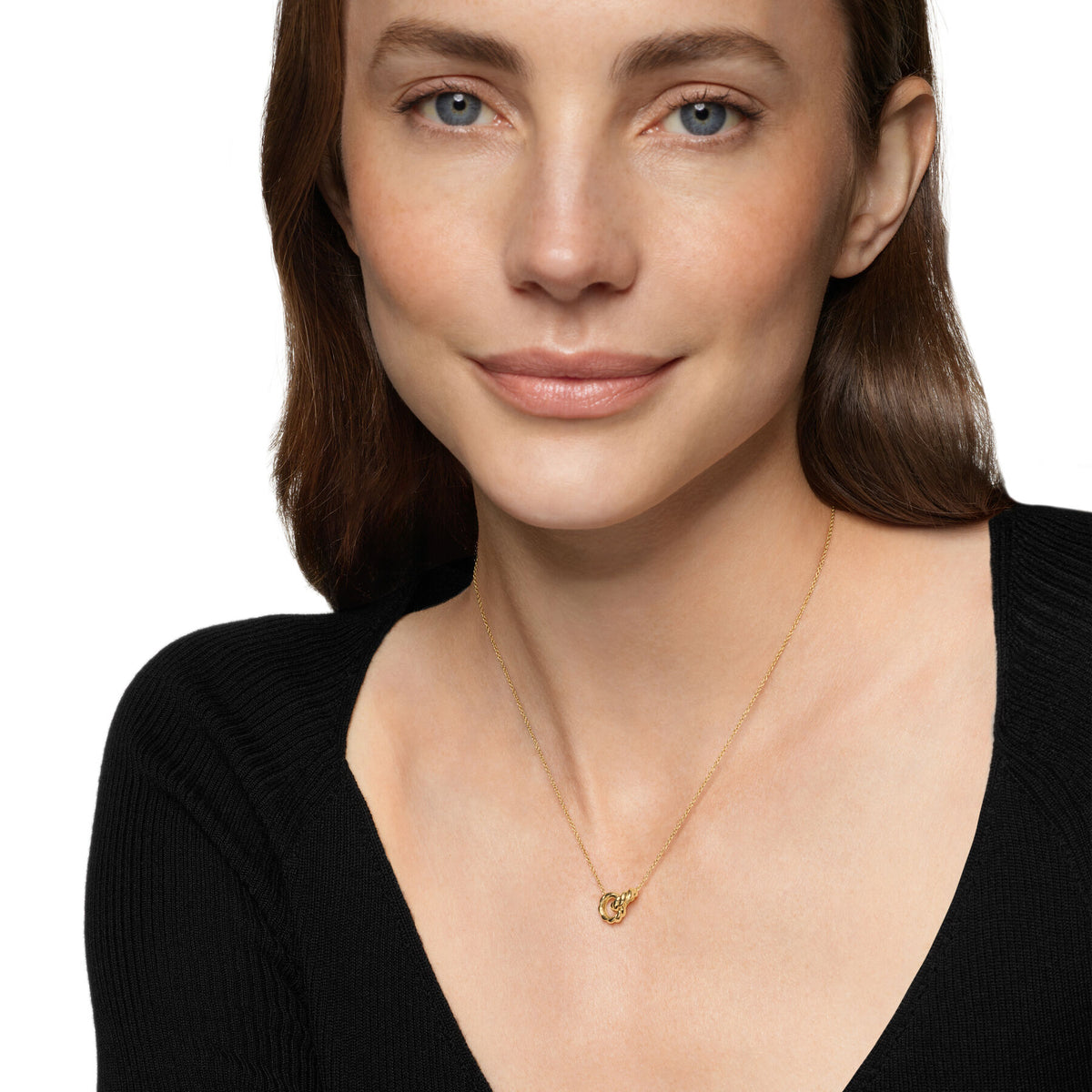 David Yurman Yellow Gold Sculpted Cable Linked Pendant Necklace