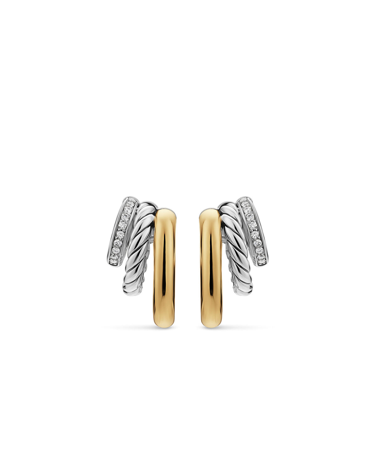 David Yurman Mercer Mixed Metal Diamond Hoop Earrings