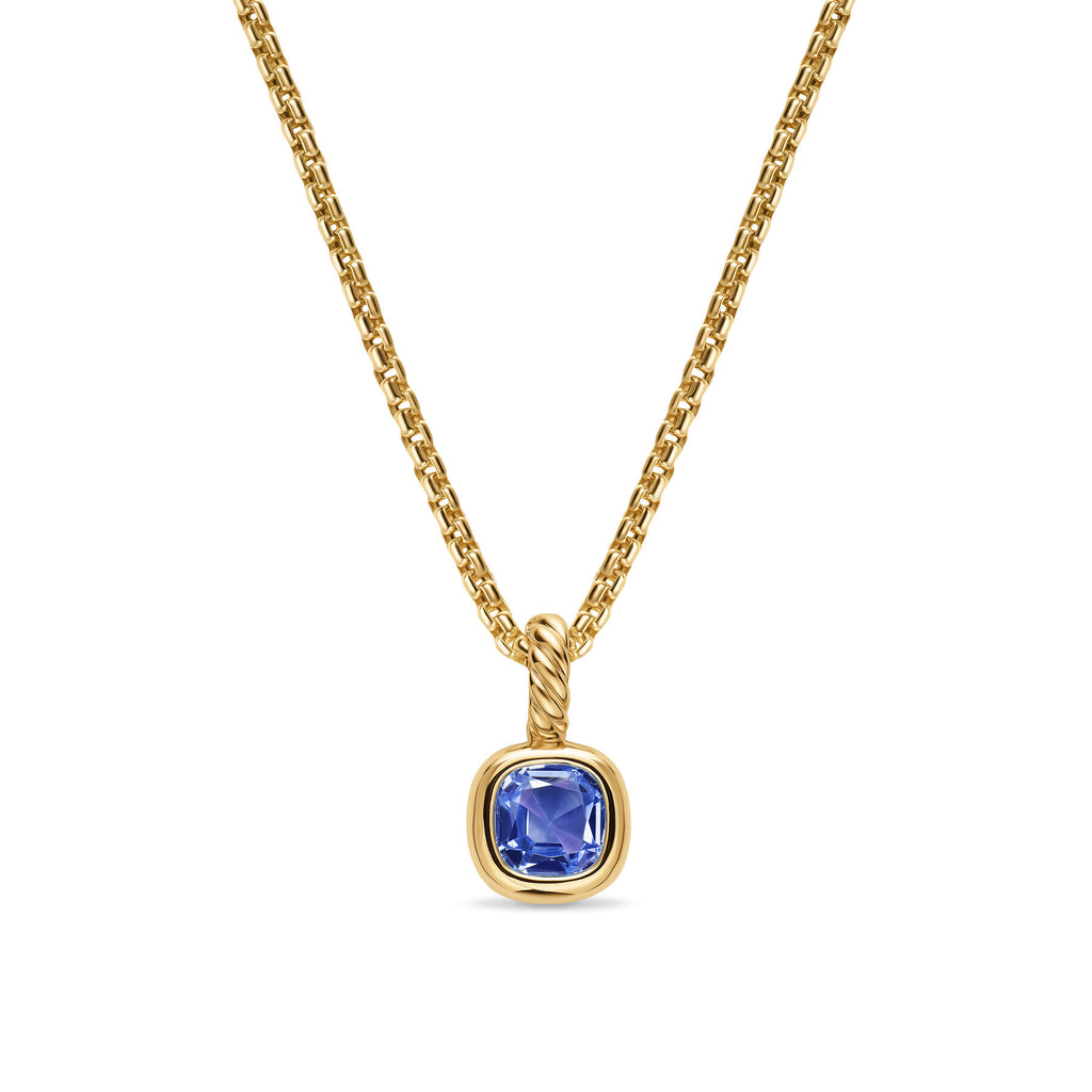 David Yurman Yellow Gold 5.5 mm Mini Cushion Cut Tanzanite Enhancer