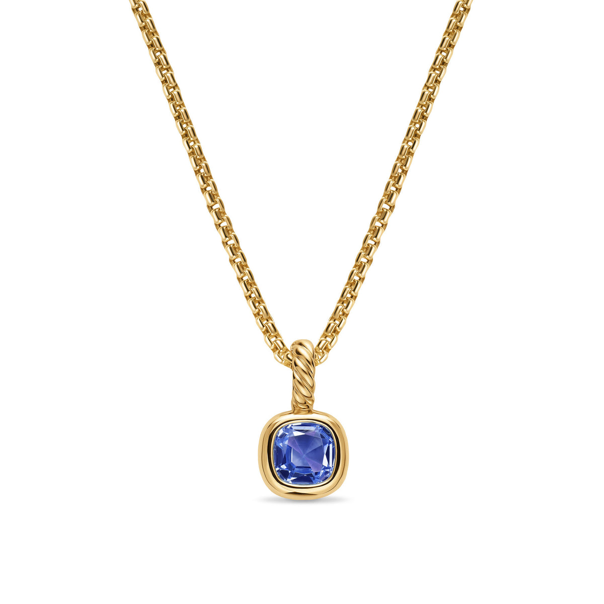 David Yurman Yellow Gold 5.5 mm Mini Cushion Cut Tanzanite Enhancer