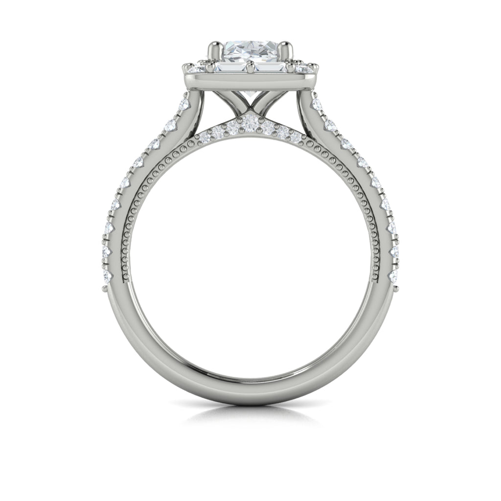 Vlora White Gold Diamond Rectangle Halo Engagement Ring Mounting