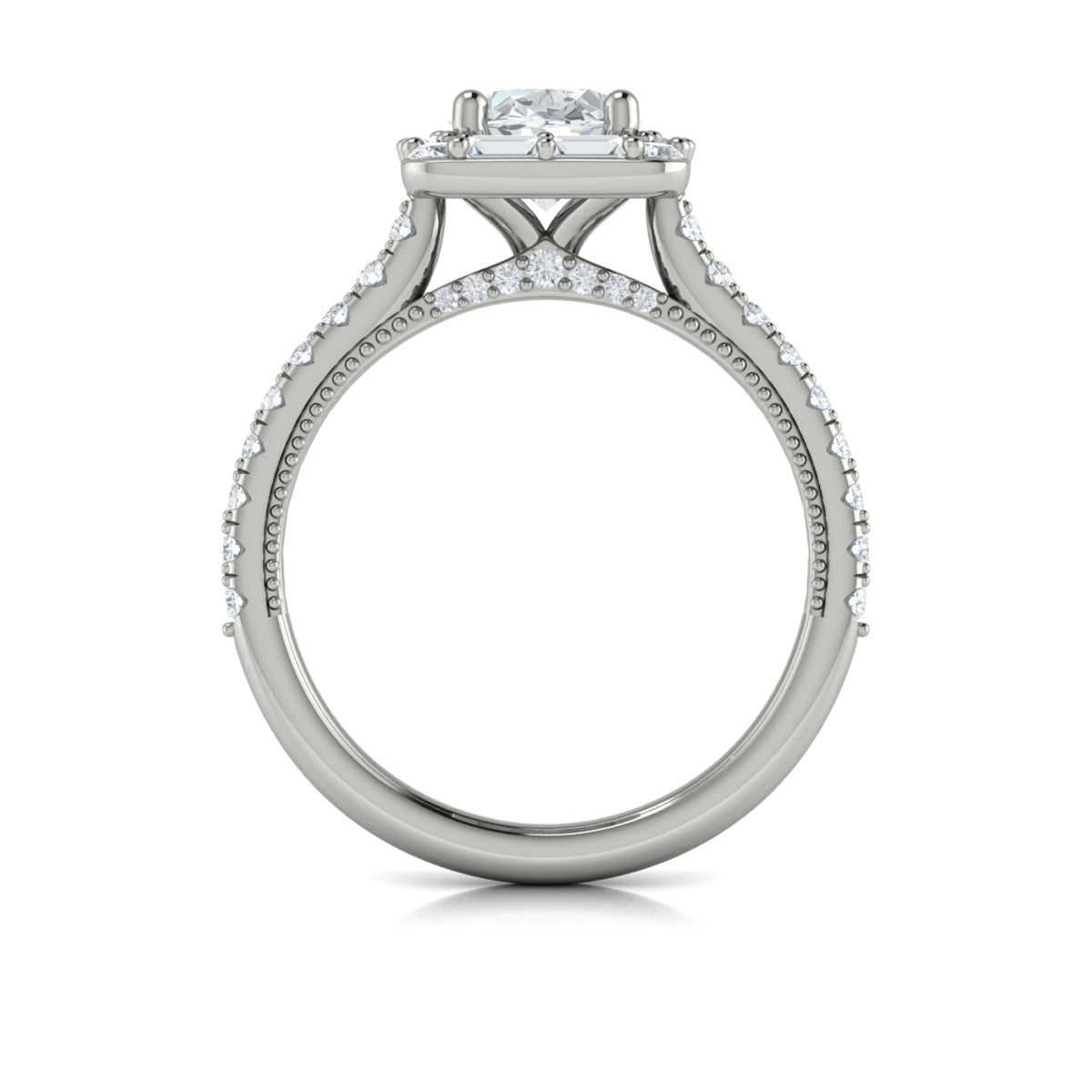 Vlora White Gold Diamond Rectangle Halo Engagement Ring Mounting