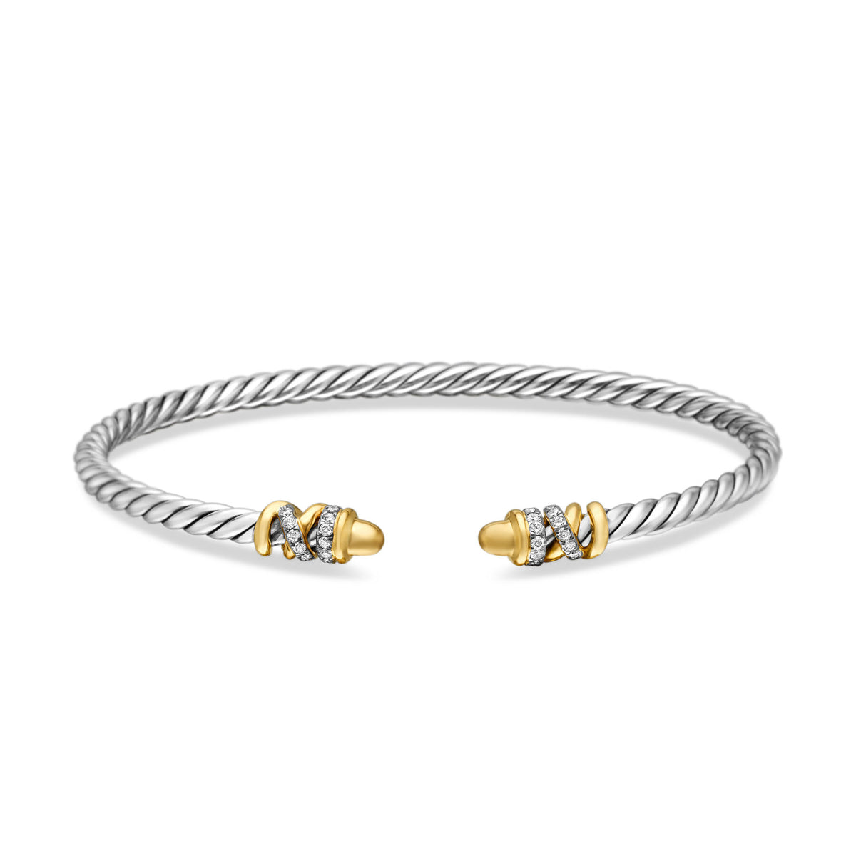 David Yurman Silver and Yellow Gold Petite Helena Classic Cable Bracelet