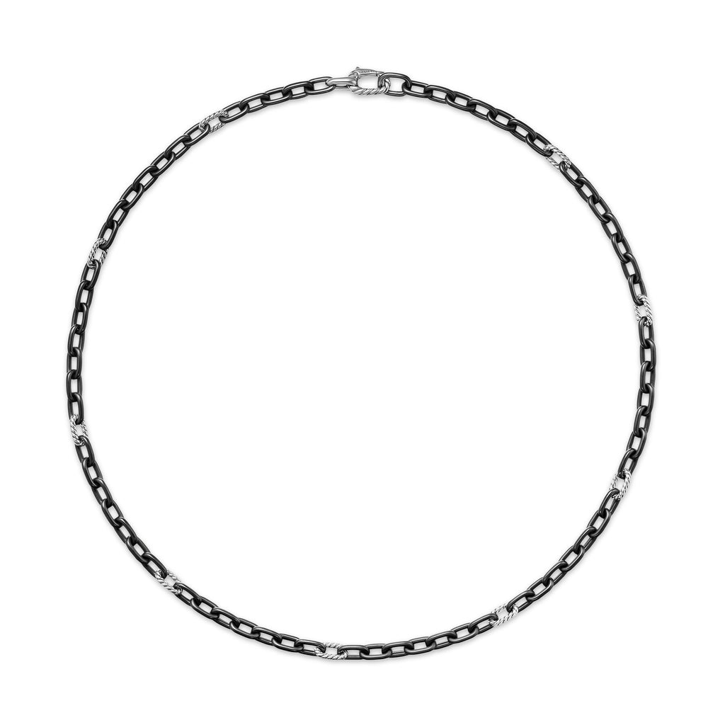 David Yurman Silver and Black Titanium Madison Link Necklace