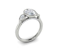 Vlora White Gold Bezel Pear Side Stones Engagement Ring Mounting