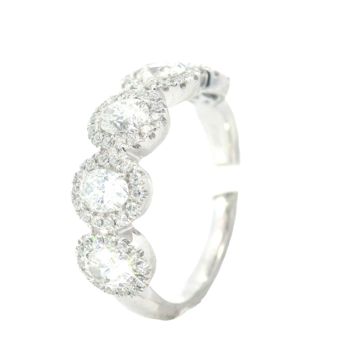 Platinum Oval Halo Diamond Wedding Band