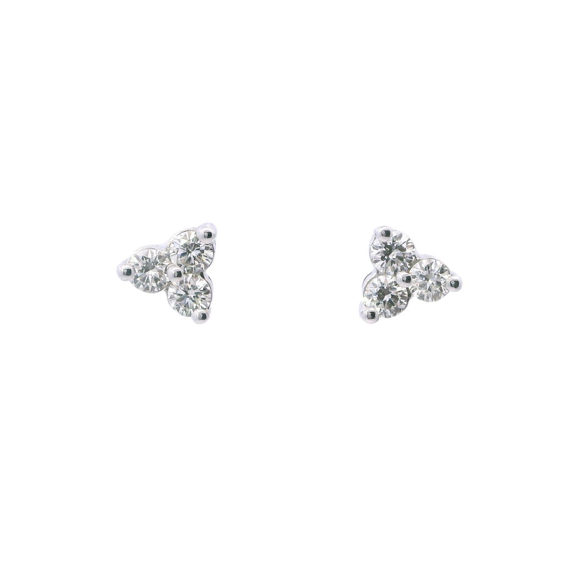 White Gold Small Trio Diamond Stud Earrings