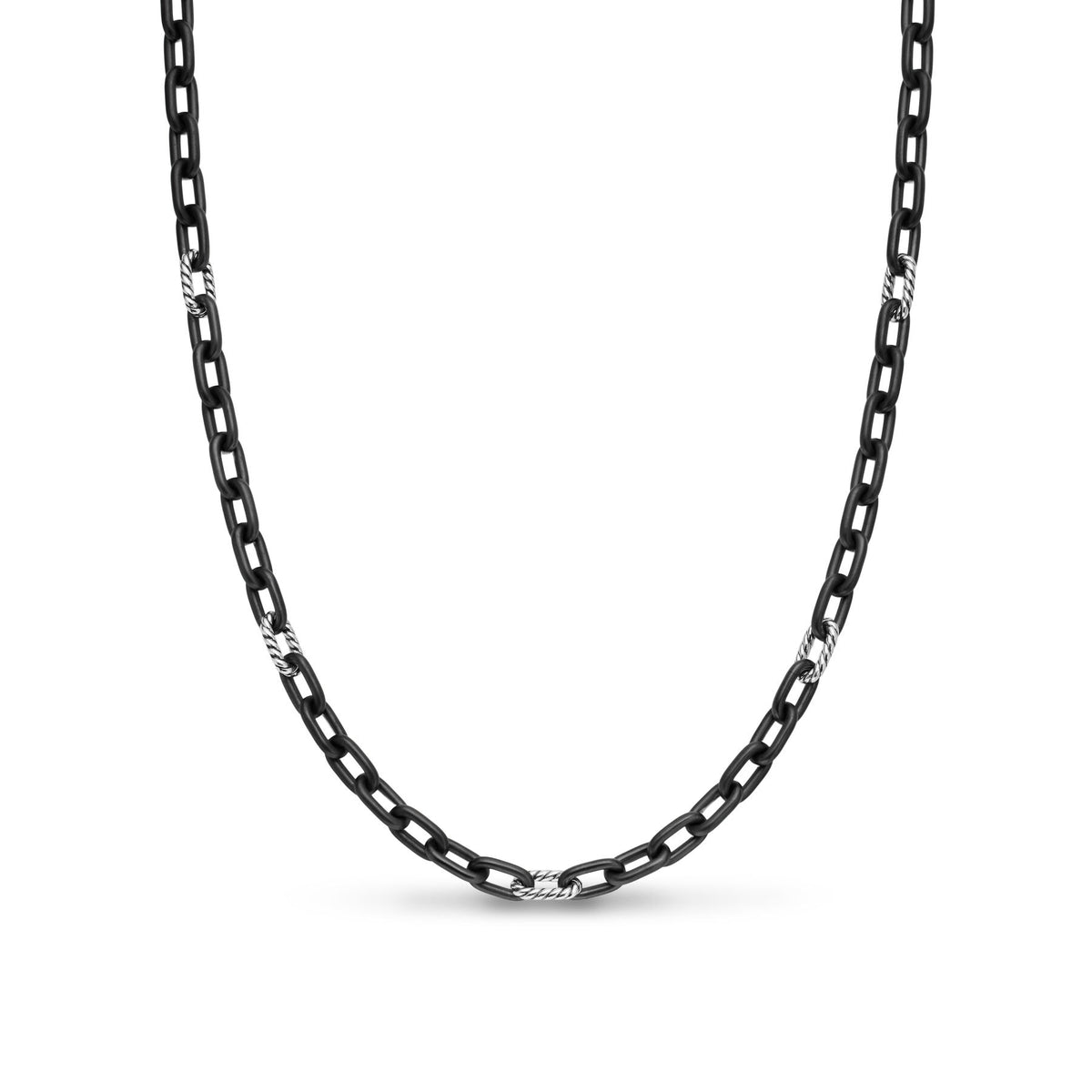David Yurman Silver and Black Titanium Madison Link Necklace