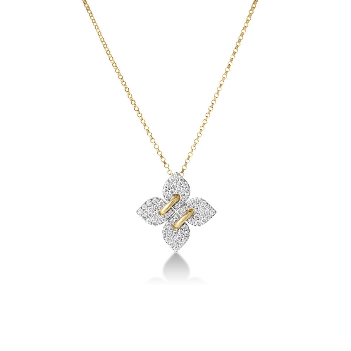 Roberto Coin Yellow and White Gold Venetian Princess Filo Diamond Pendant Necklace
