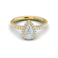 Vlora Yellow Gold Diamond Pear Halo Engagement Ring Mounting