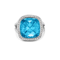 David Yurman Sterling Silver Albion Blue Topaz Ring with Diamonds