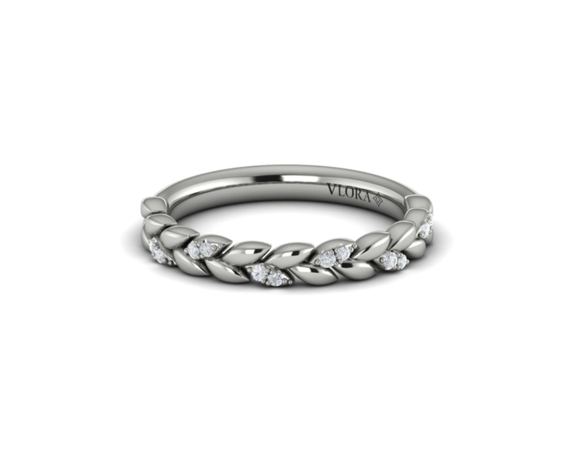 Vlora White Gold Floral Diamond Wedding Band