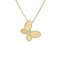 Roberto Coin Yellow Gold Diamond Satin Finish Butterfly Jasmine Pendant Necklace