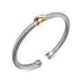 David Yurman Sterling Silver and Yellow Gold Classic Cable X Station Bracelet