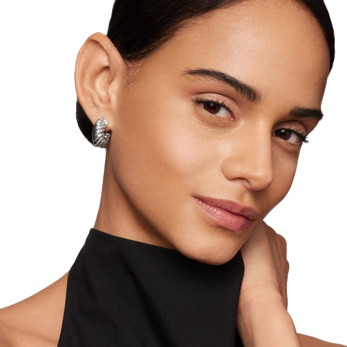 David Yurman Sterling Silver Cable Shrimp Hoop Earrings