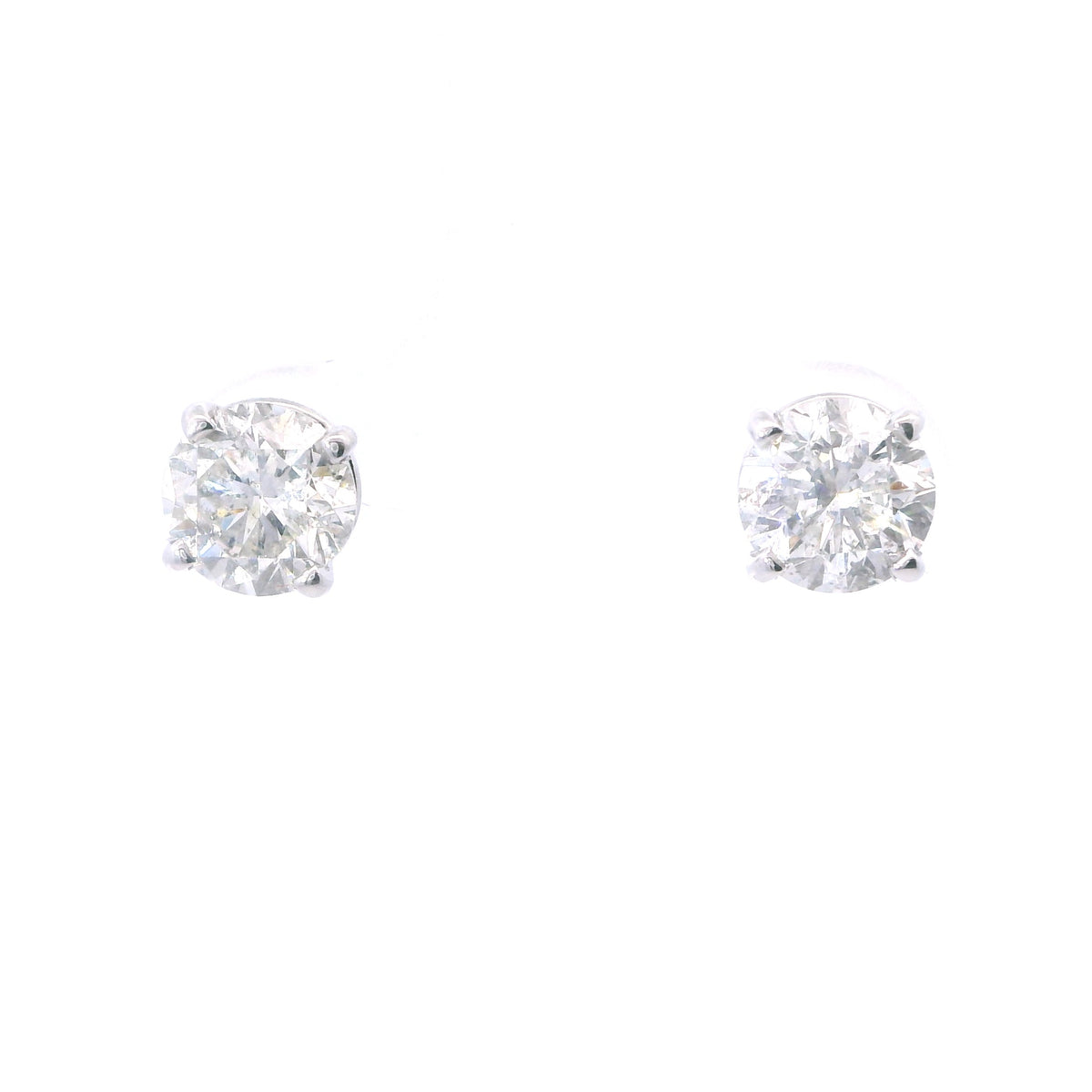 Estate White Gold Four Prong Diamond Stud Earrings