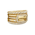 David Yurman Yellow Gold Stax Statement Champagne Citrine Ring with Diamonds