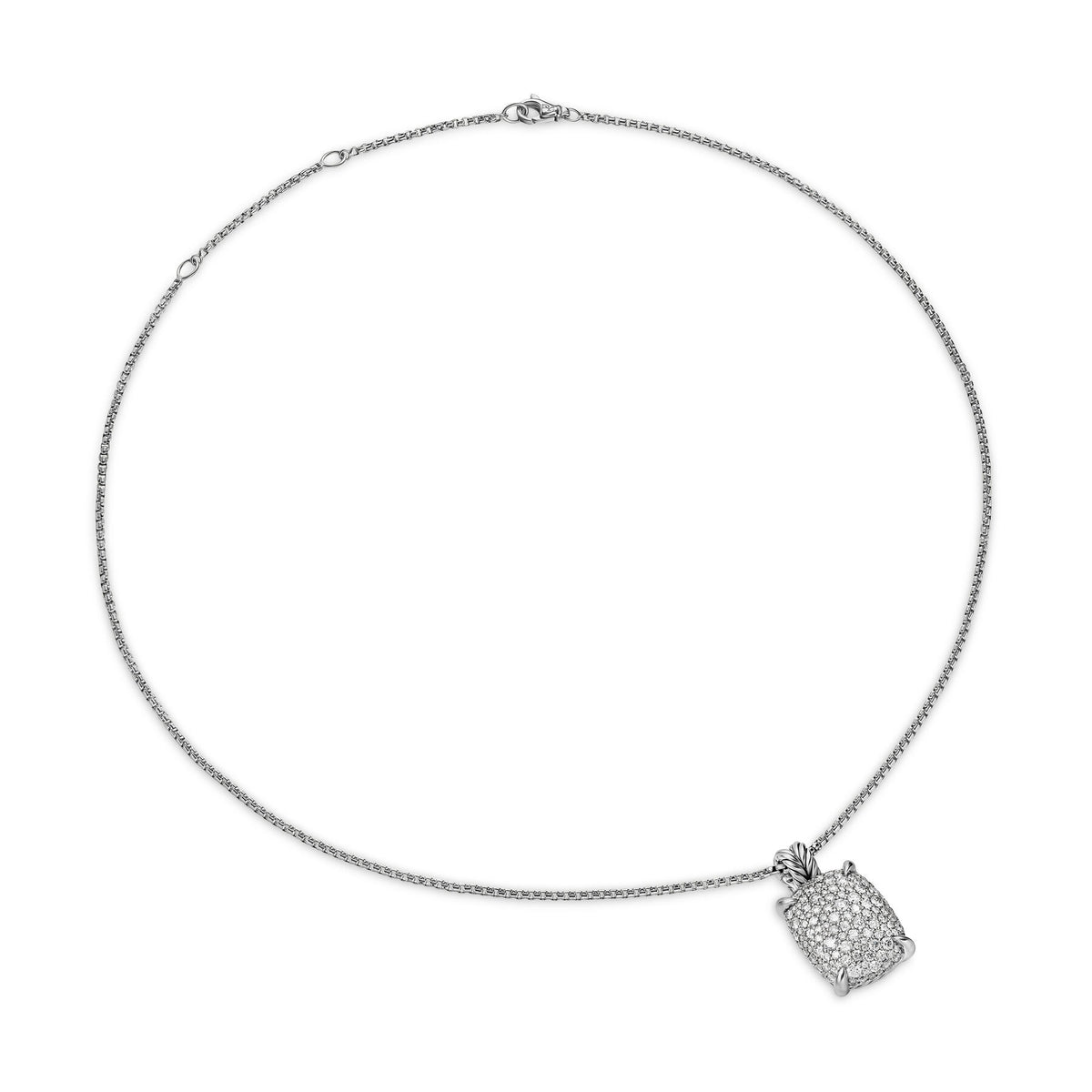 David Yurman Sterling Silver Chatelaine Diamond Elongated Pendant Necklace