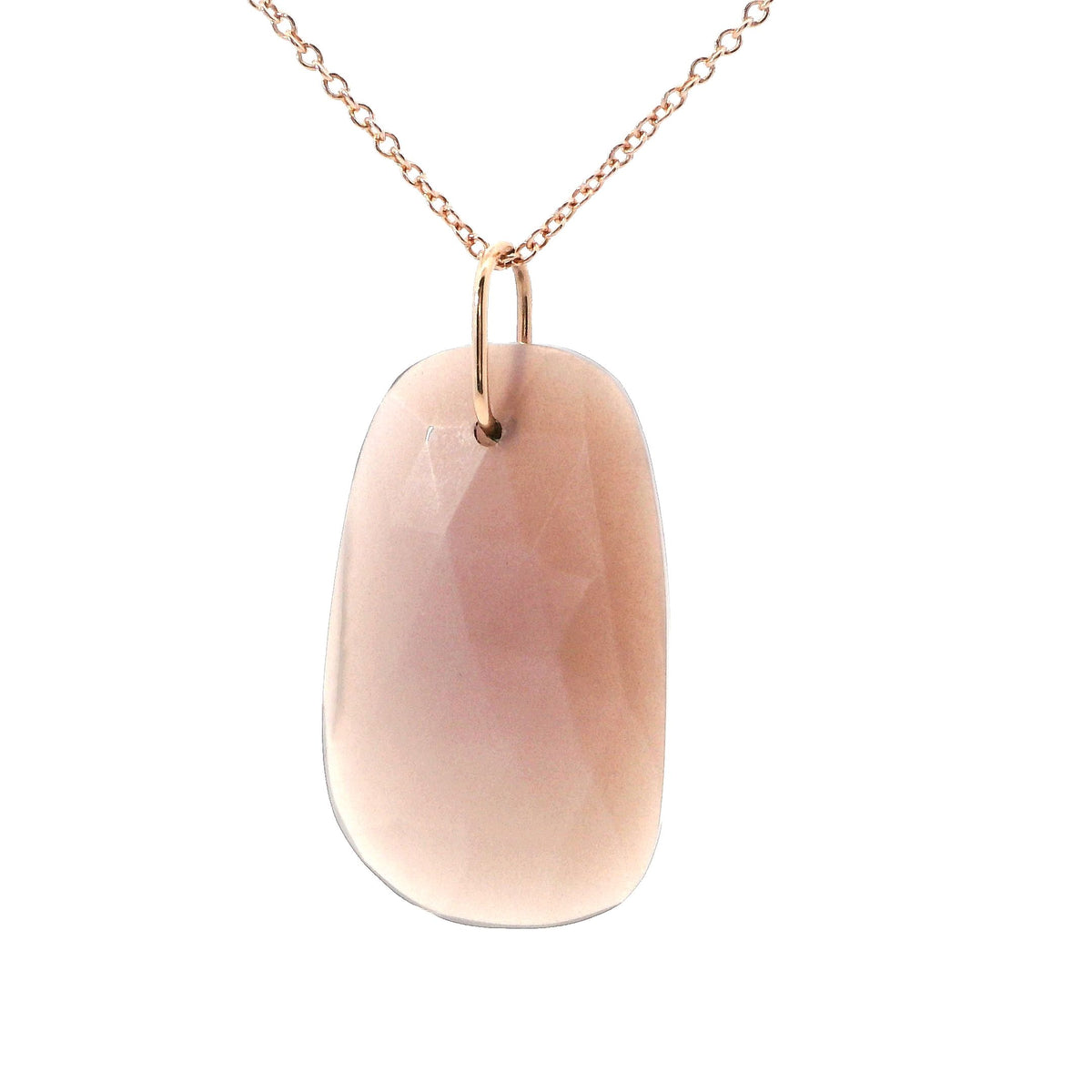 Rose Gold Rose Cut Chocolate Moonstone Drop Pendant Necklace