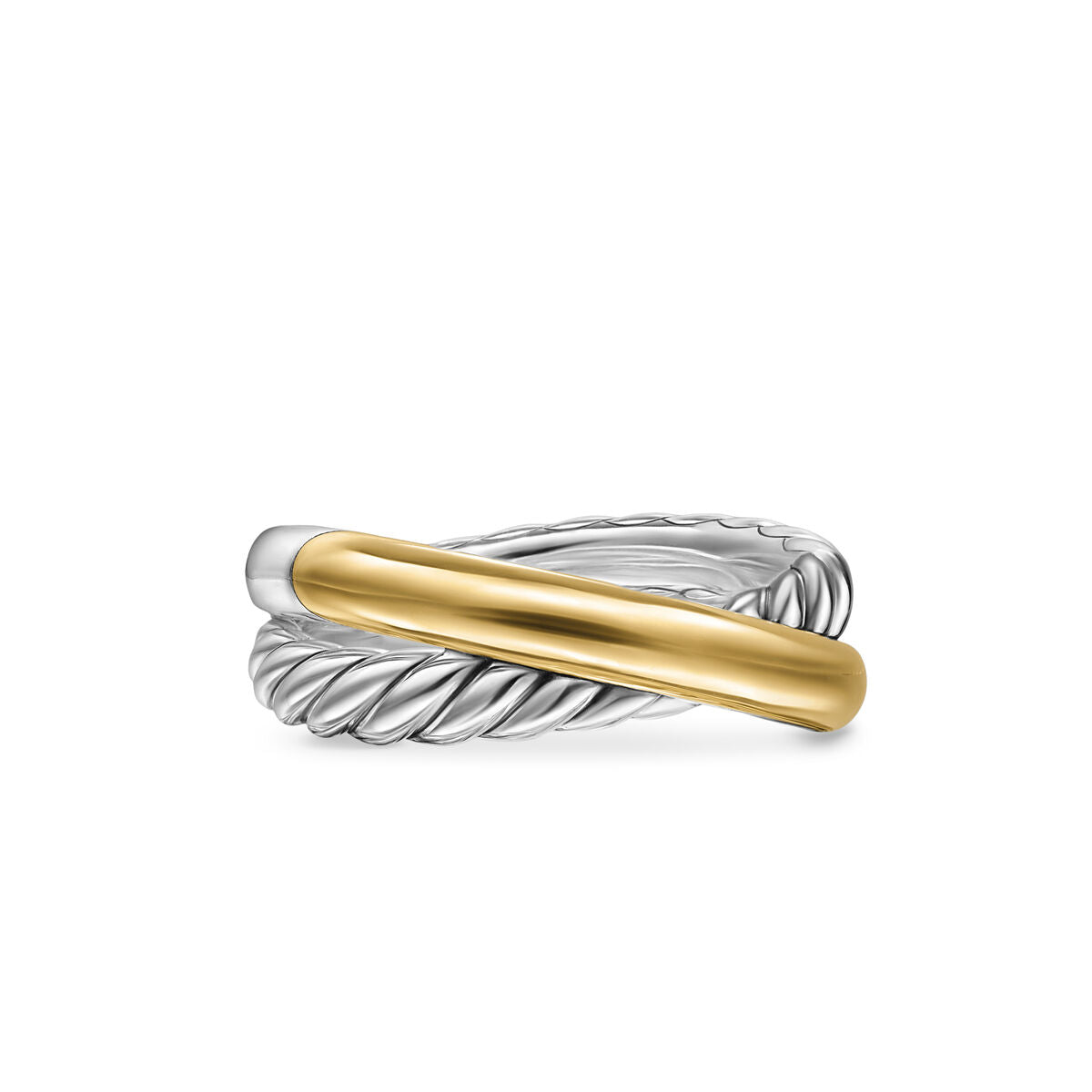 David Yurman Sterling Silver and Yellow Gold Bold Crossover Two-Row Ring