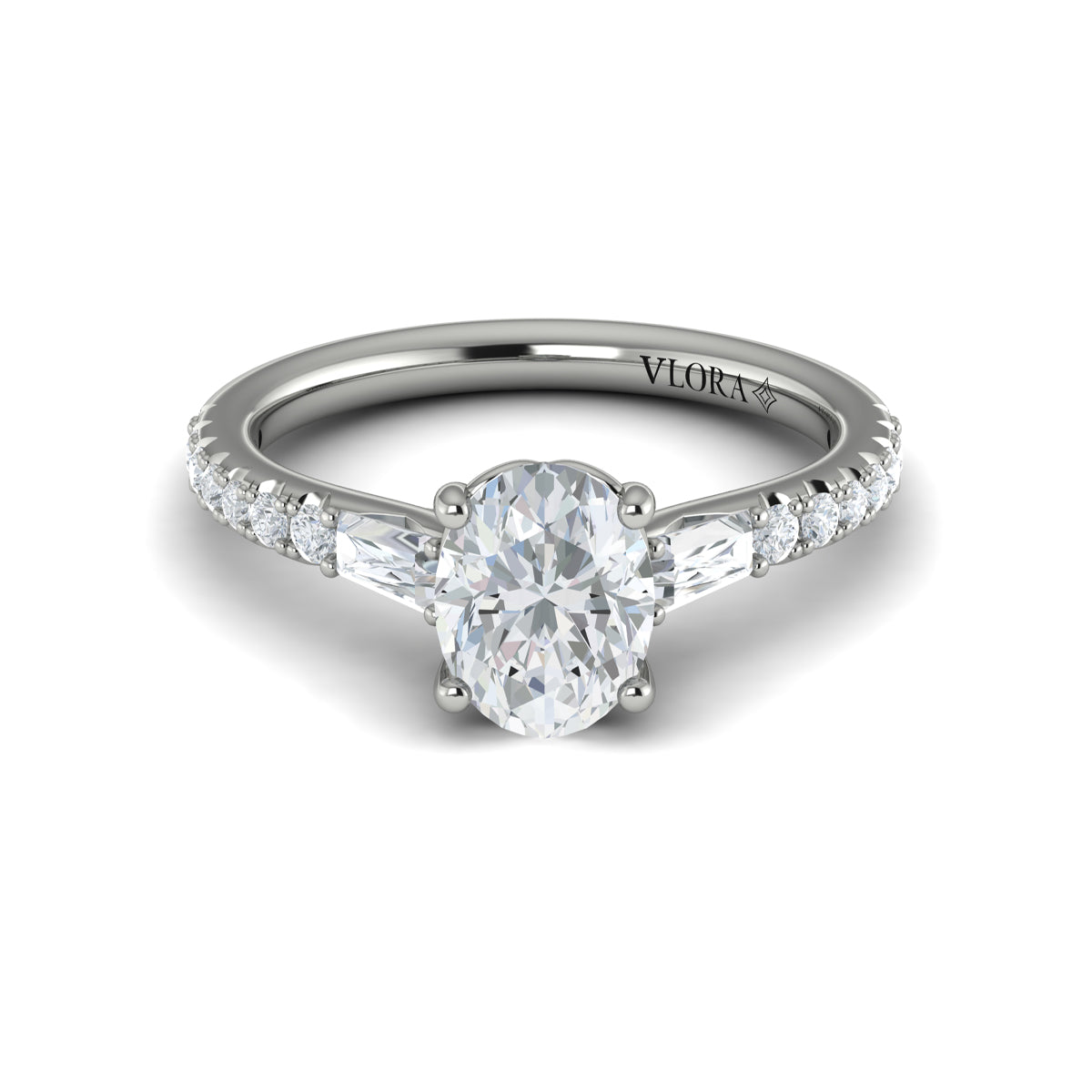 Vlora White Gold Diamond Cathedral Engagement Ring Mounting