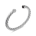 David Yurman Sterling Silver Cable Classic Cuff Black Onyx Bracelet
