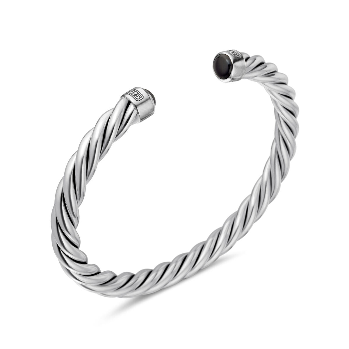 David Yurman Sterling Silver Cable Classic Cuff Black Onyx Bracelet