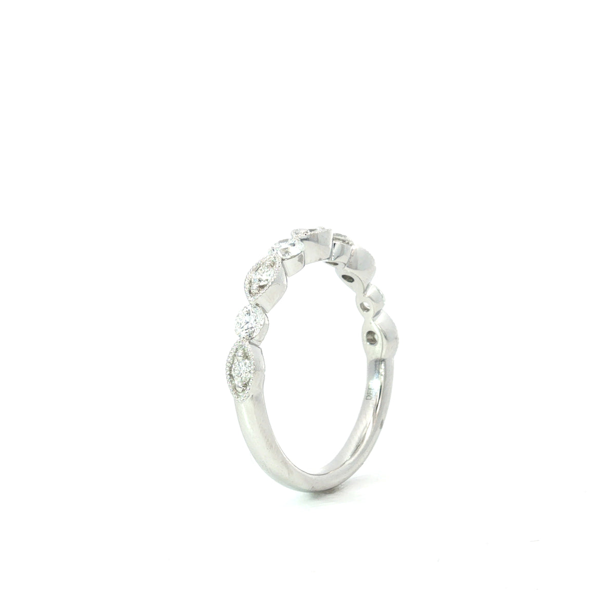 White Gold Diamond Milgrain Wedding Band
