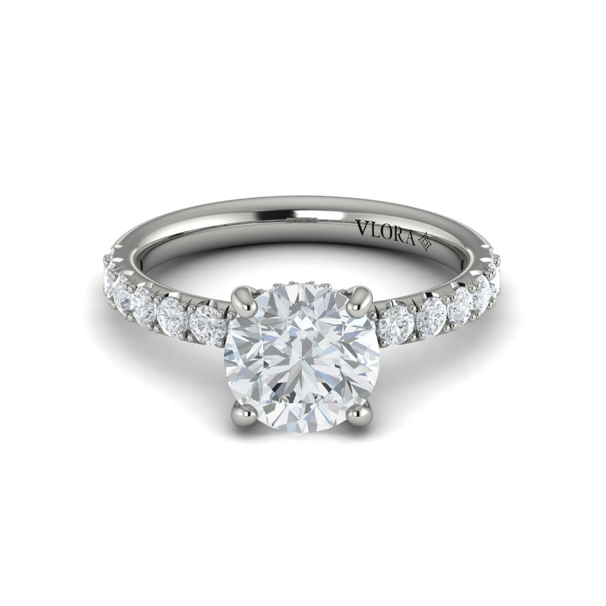 Vlora White Gold Diamond Hidden Halo Engagement Ring Mounting