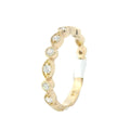 Yellow Gold Cat Eye and Dot Milgrain Bezel Diamond Wedding Band