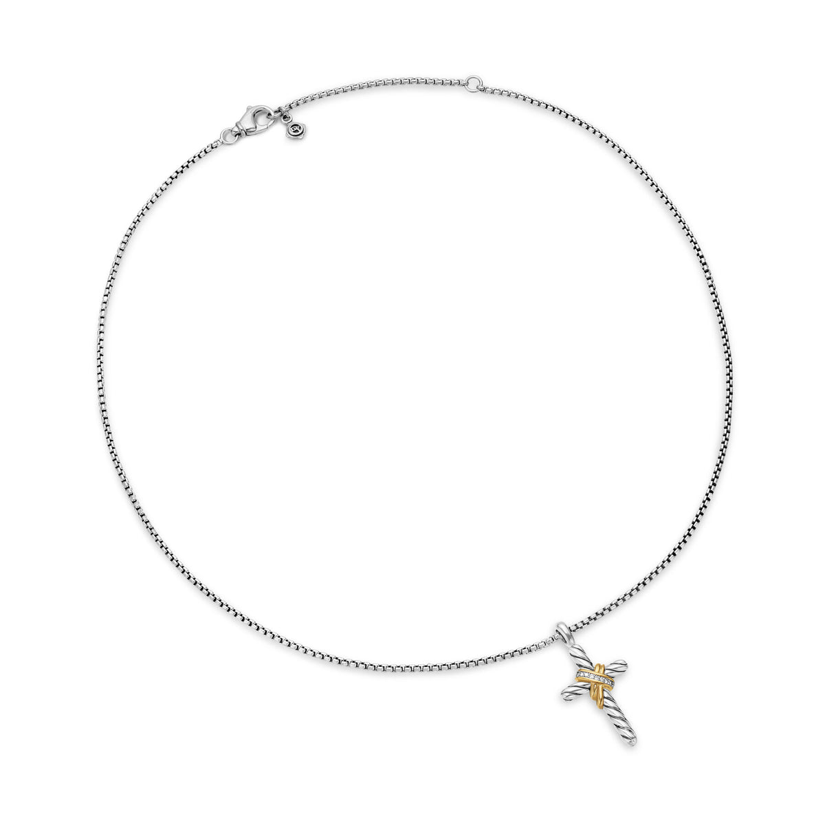 David Yurman Sterling Silver and Yellow Gold Cross Necklace