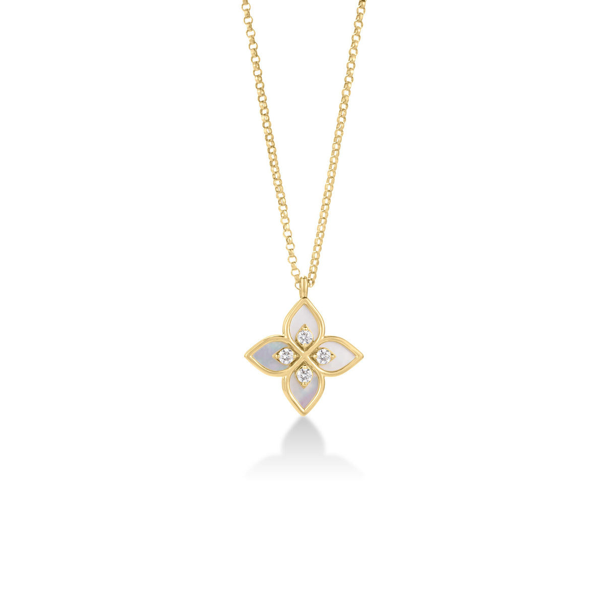 Roberto Coin Yellow Gold Venetian Princess Diamond Mother of Pearl Pendant Necklace