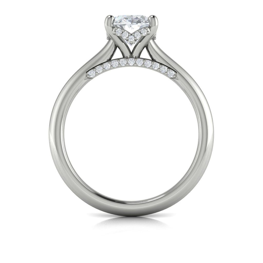 Vlora White Gold Diamond Hidden Halo Cathedral Engagement Ring Mounting