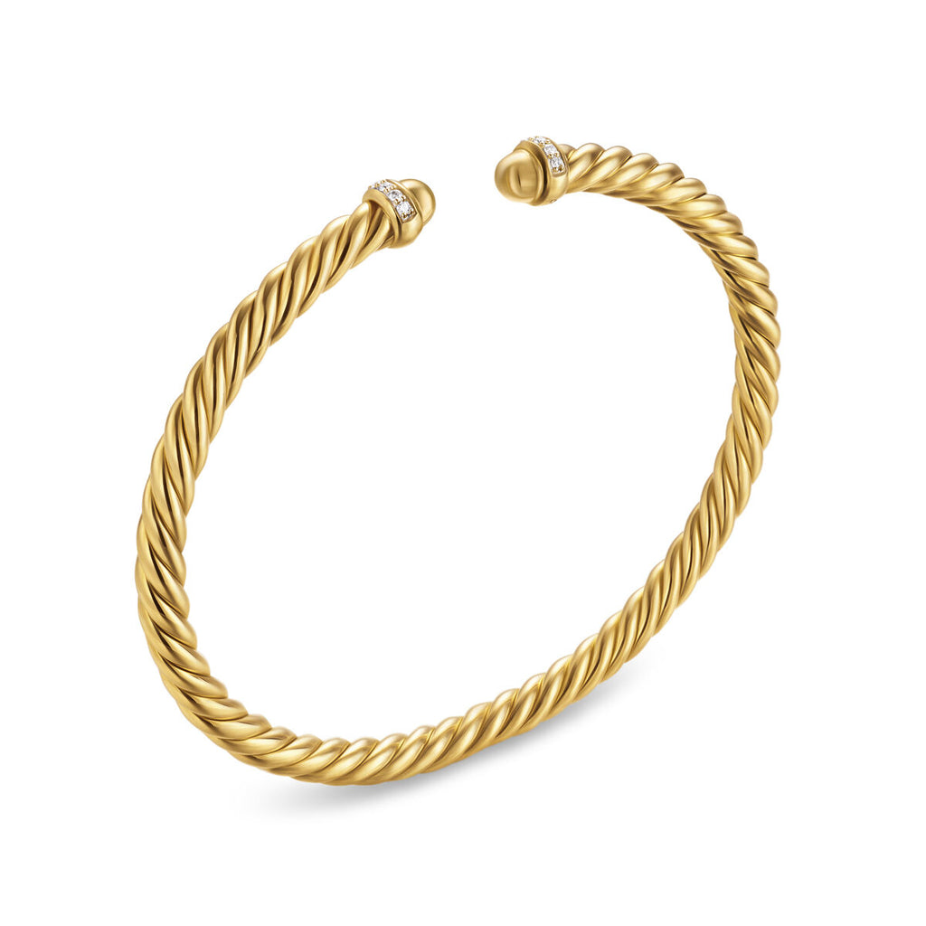 David Yurman Yellow Gold Cablespira Flex Bracelet with Diamonds