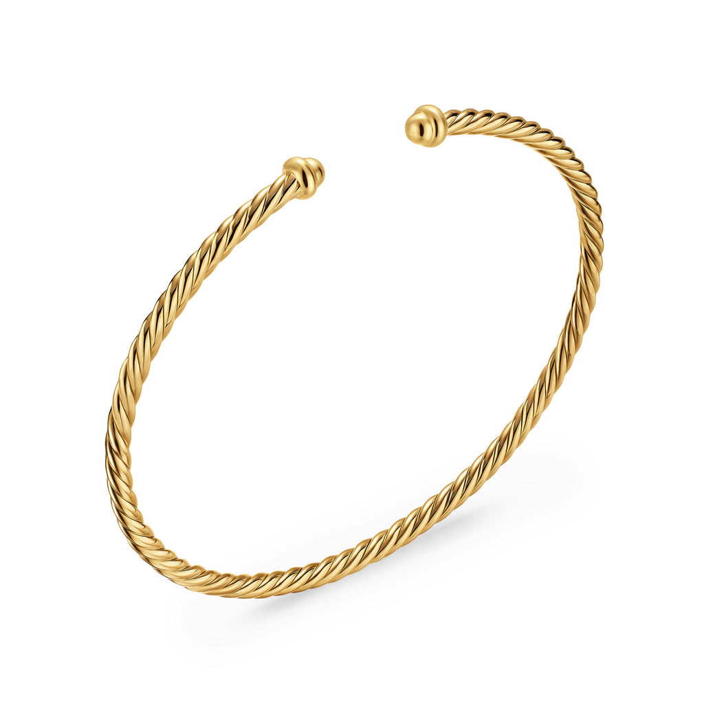 David Yurman Yellow Gold Micro Cablespira Flex Open Bracelet