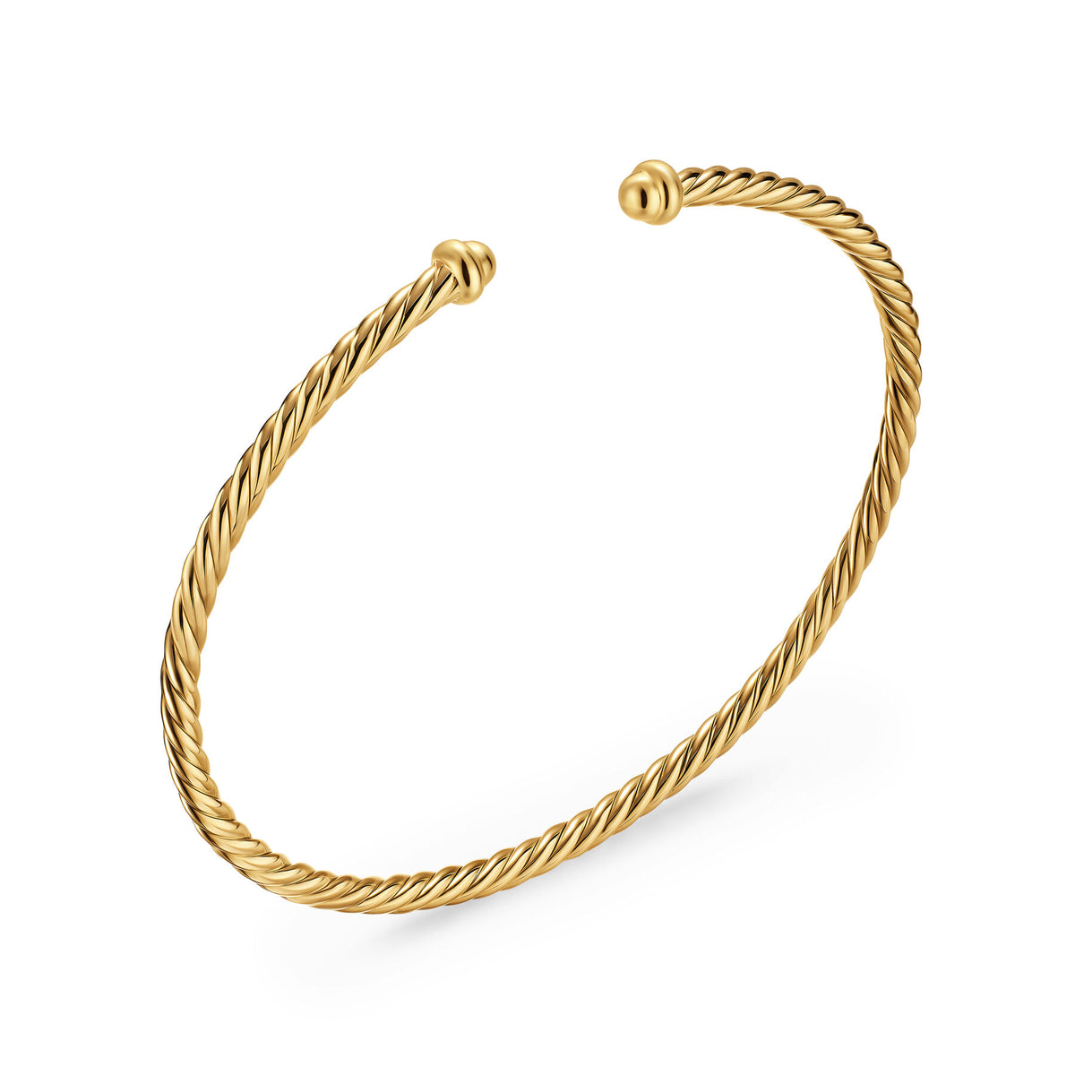 David Yurman Yellow Gold Micro Cablespira Flex Open Bracelet