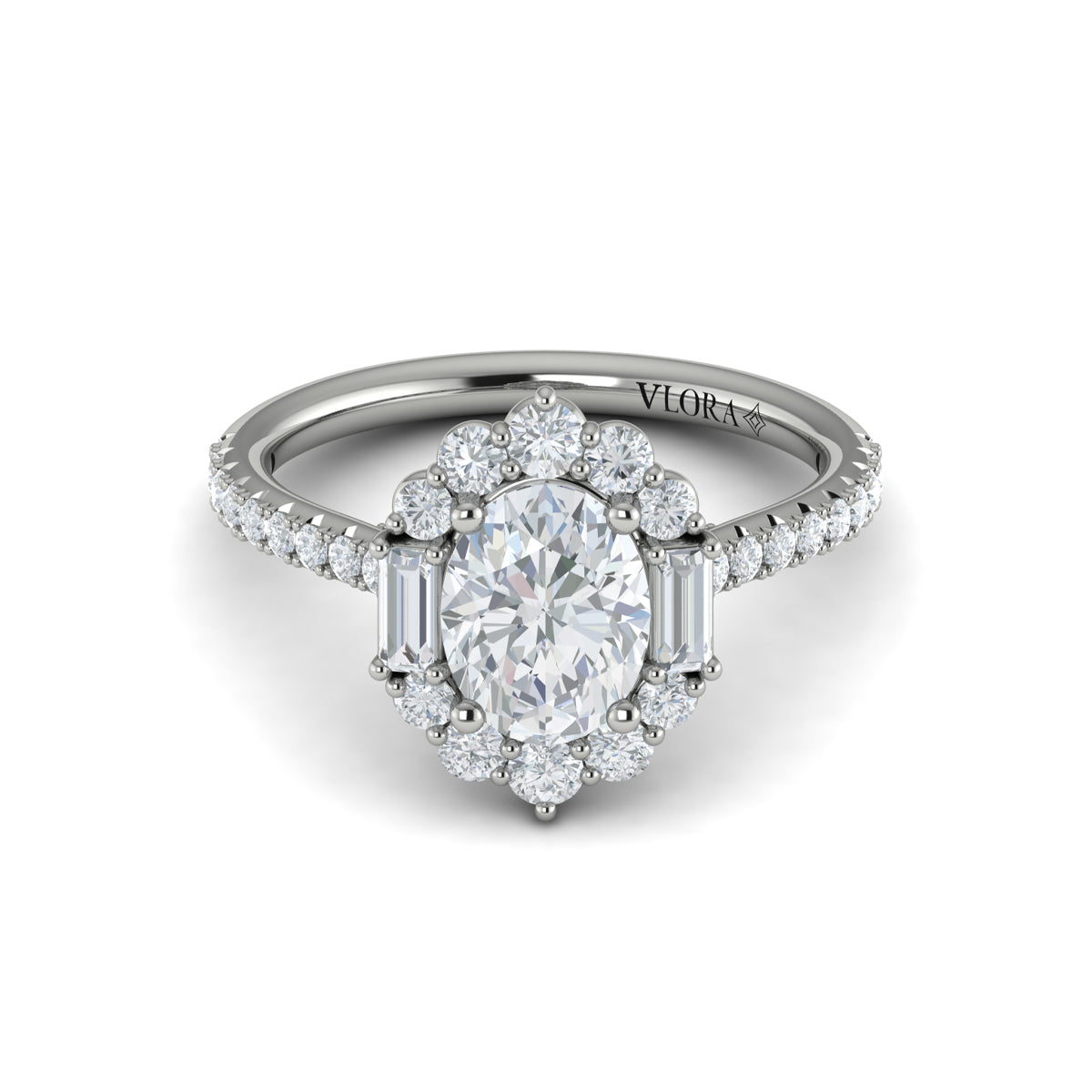 Vlora White Gold Diamond Oval Halo Engagement Ring