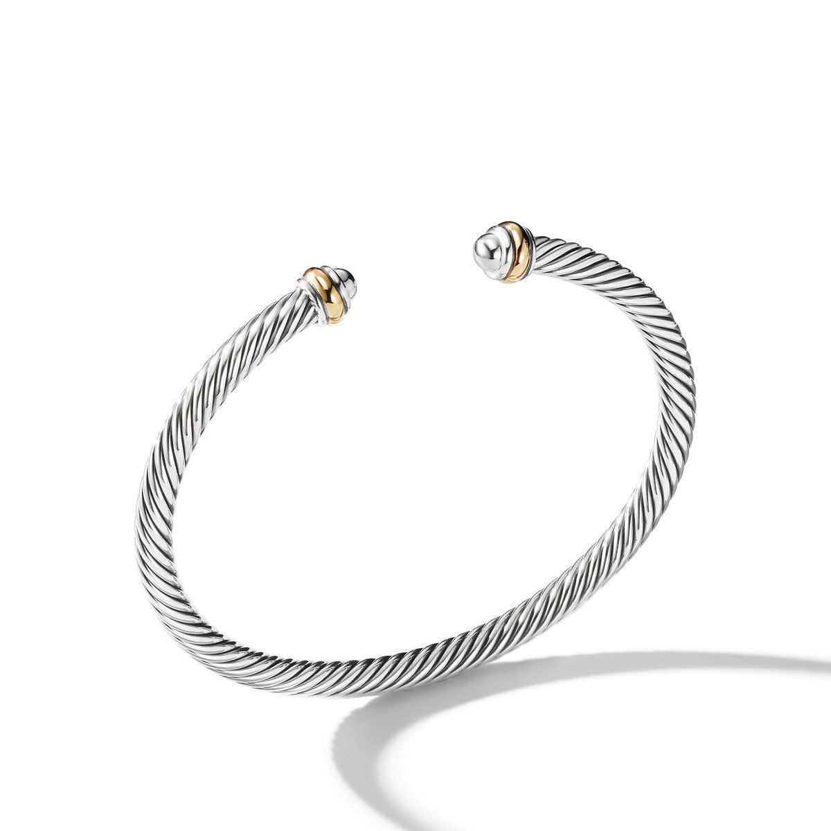 David Yurman Silver and Yellow Gold Classic Cable Silver Dome Bracelet
