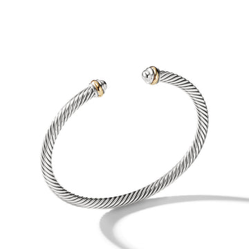 Sterling Silver and Yellow Gold Classic Cable Silver Dome Bracelet - David Yurman